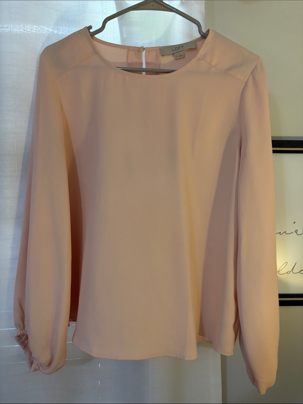 LOFT Blush Long-Sleeve Round Neck Blouse